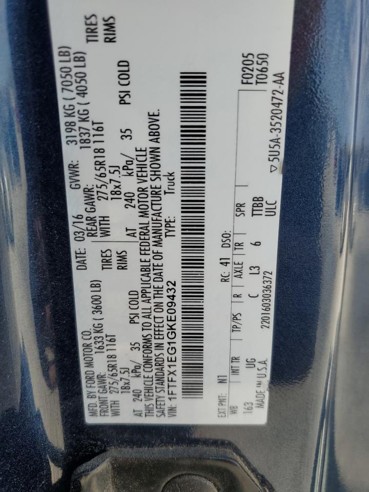 2016 Ford F150 Super Cab VIN: 1FTFX1EG1GKE09432 Lot: 93143415