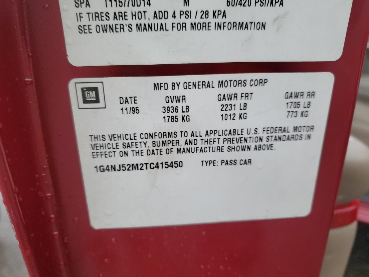 1996 Buick Skylark Gran Sport VIN: 1G4NJ52M2TC415450 Lot: 91277635