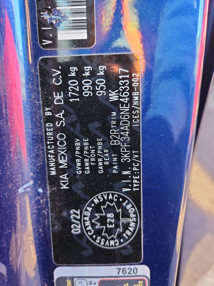 2022 Kia Forte Gt Line VIN: 3KPF34AD6NE463317 Lot: 91807635