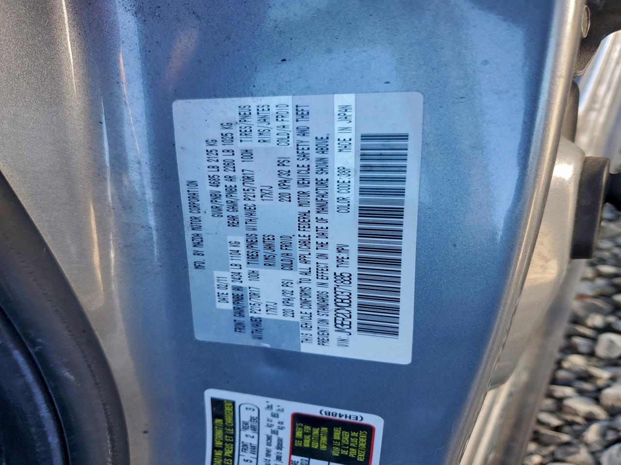 2011 Mazda Cx-7 VIN: JM3ER2CM0B0371885 Lot: 94054275