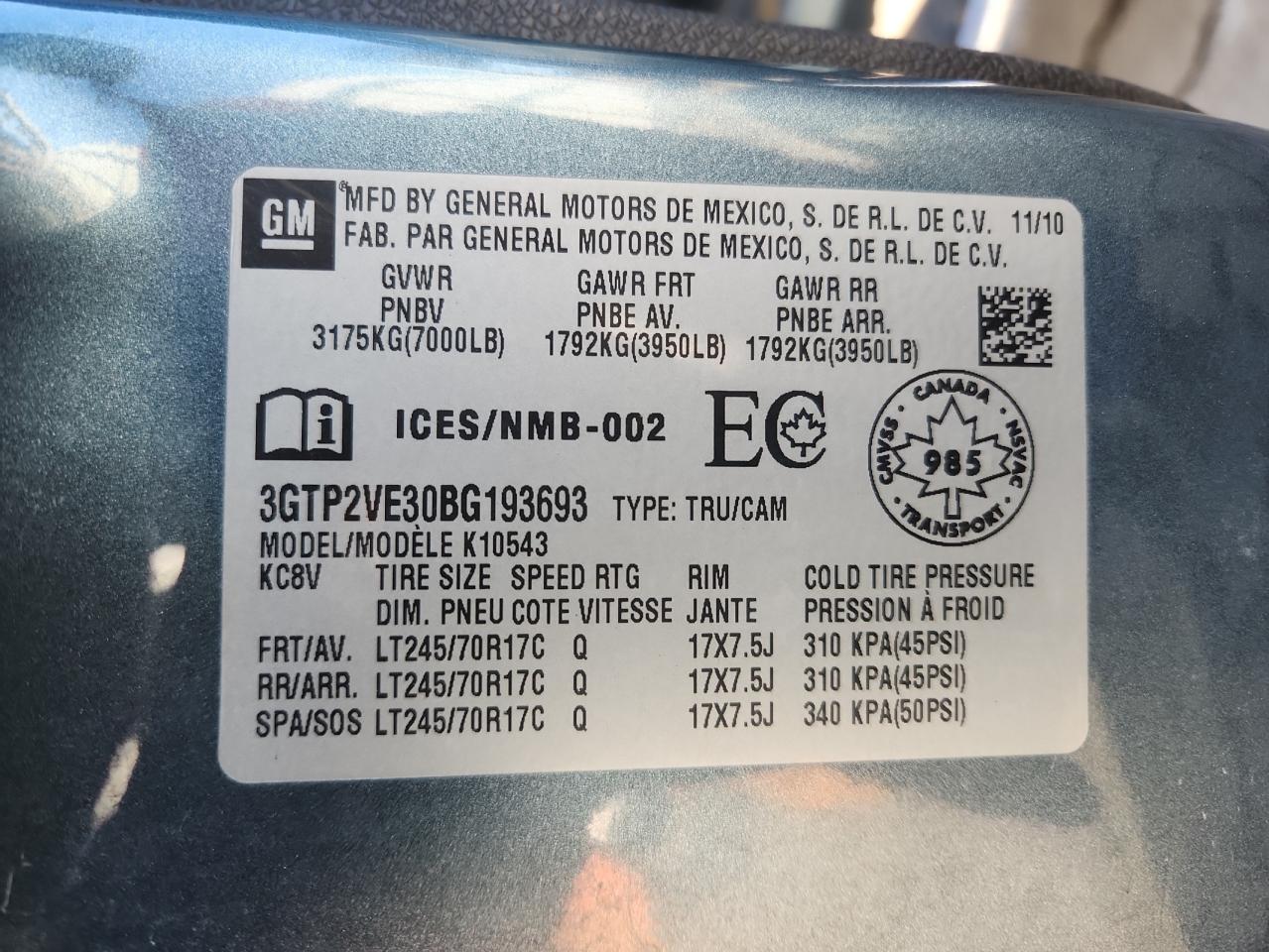 2011 GMC Sierra K1500 Sle VIN: 3GTP2VE30BG193693 Lot: 92372315