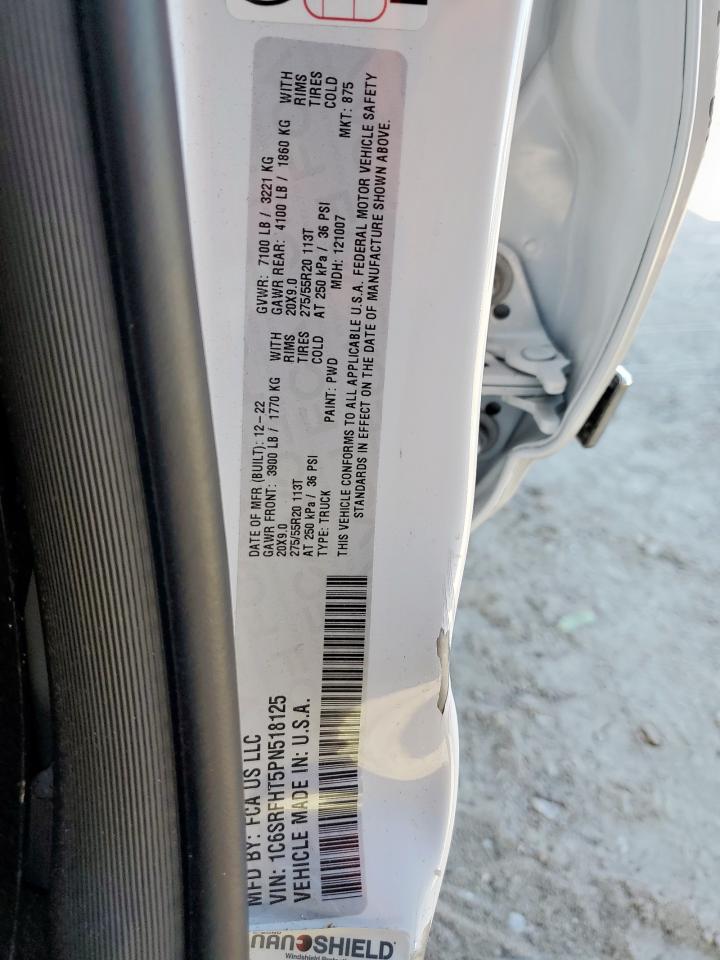 2023 Ram 1500 Limited VIN: 1C6SRFHT5PN518125 Lot: 91089745