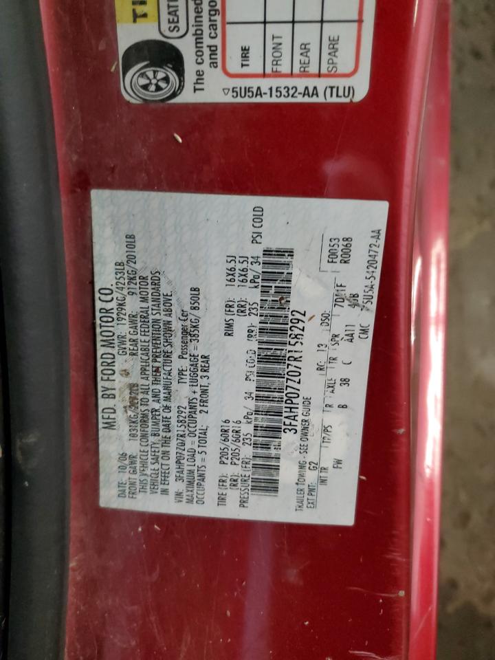 2007 Ford Fusion Se VIN: 3FAHP07Z07R158292 Lot: 91273125