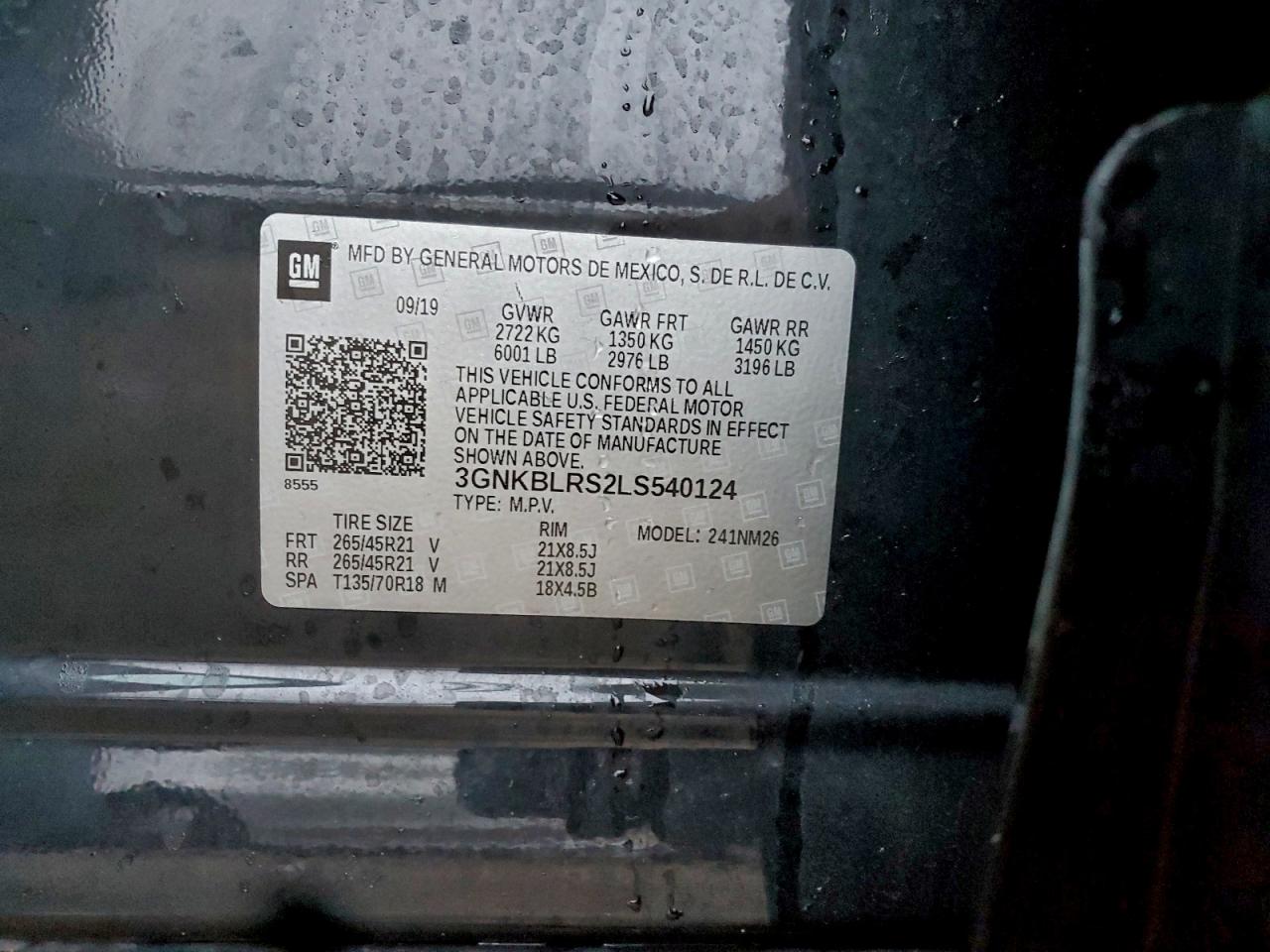 2020 Chevrolet Blazer Premier VIN: 3GNKBLRS2LS540124 Lot: 94039995