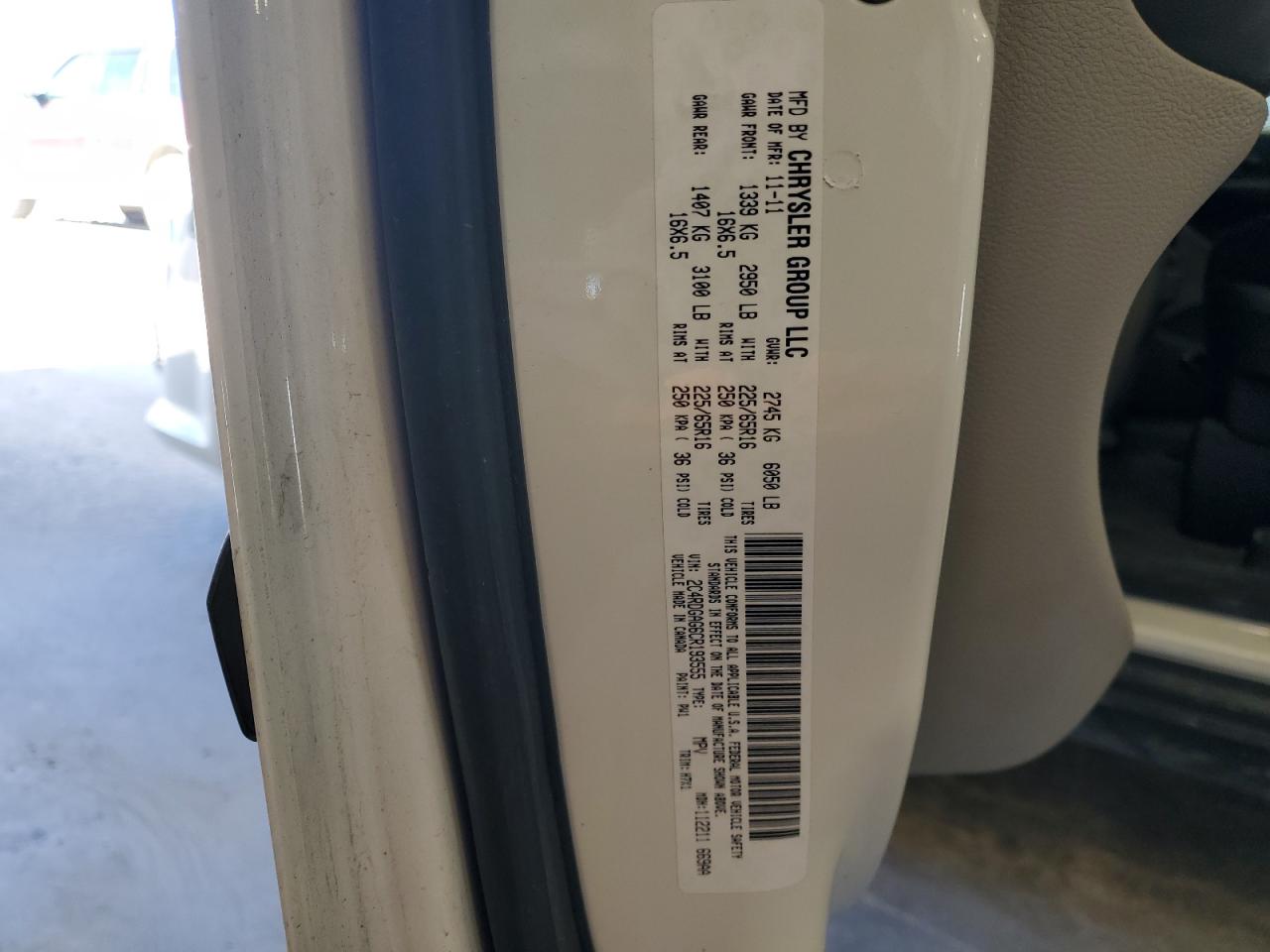 2012 Dodge Ram Van VIN: 2C4RDGAG6CR193555 Lot: 90595145