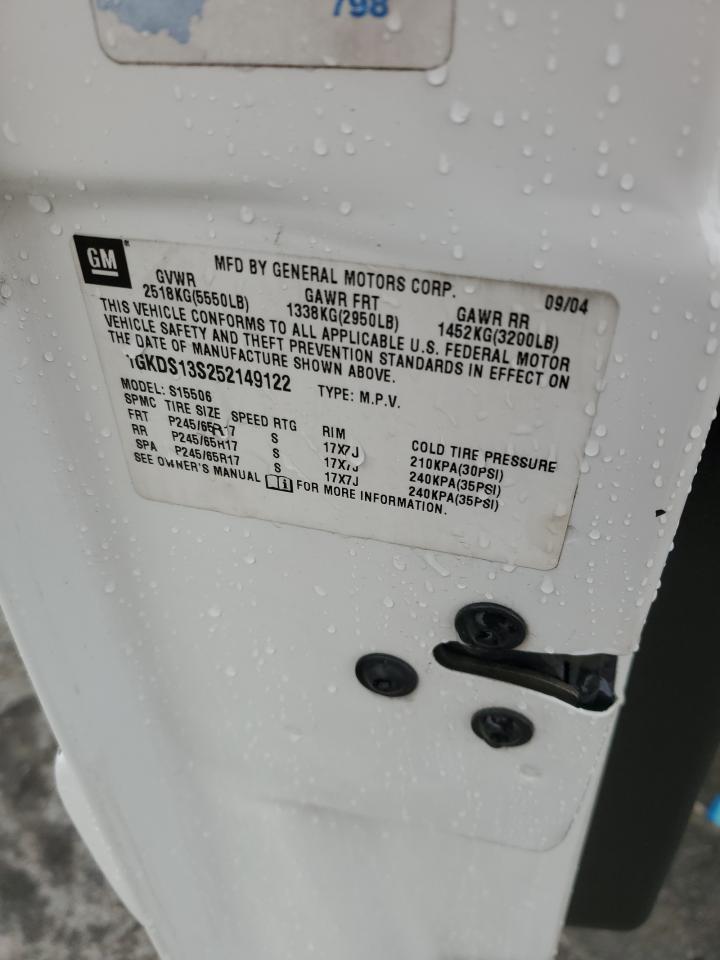 2005 GMC Envoy VIN: 1GKDS13S252149122 Lot: 93761535