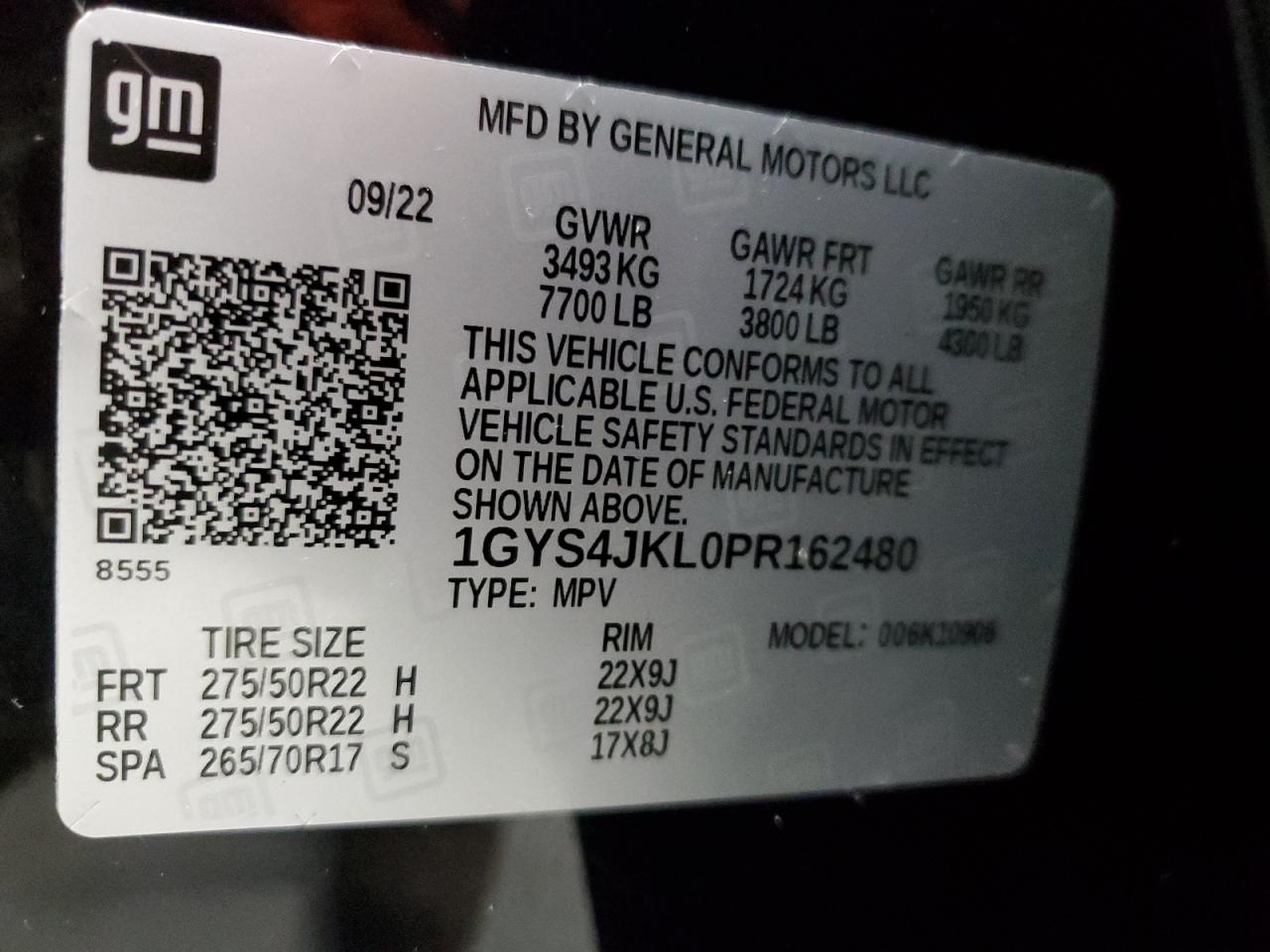 2023 Cadillac Escalade Esv Luxury VIN: 1GYS4JKL0PR162480 Lot: 92224925