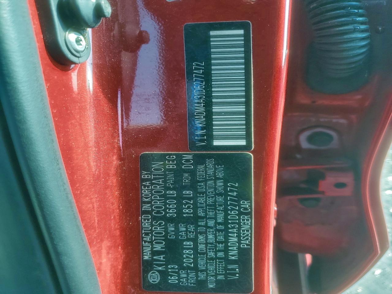 2013 Kia Rio Lx VIN: KNADM4A31D6277472 Lot: 94118775