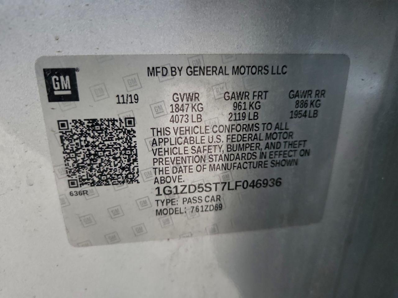 2020 Chevrolet Malibu Lt VIN: 1G1ZD5ST7LF046936 Lot: 94450815