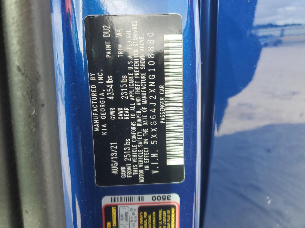 2022 Kia K5 Gt Line VIN: 5XXG64J2XNG108880 Lot: 91223165