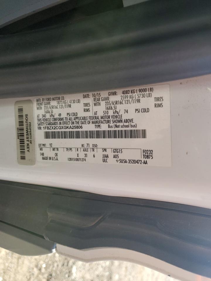 2016 Ford Transit T-350 VIN: 1FBZX2CGXGKA25806 Lot: 91262165