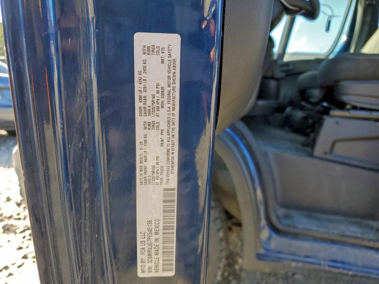 2023 Ram Promaster 3500 3500 High VIN: 3C6MRVJG7PE545136 Lot: 93244575