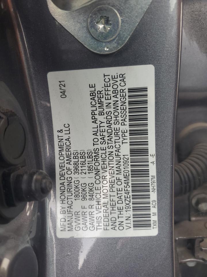 2021 Honda Insight Ex VIN: 19XZE4F54ME010921 Lot: 92238895