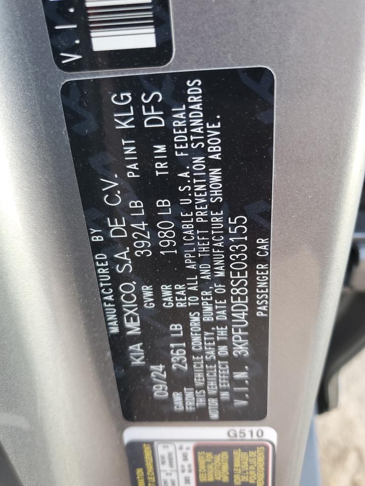 2025 Kia K4 Ex VIN: 3KPFU4DE8SE033155 Lot: 92941555