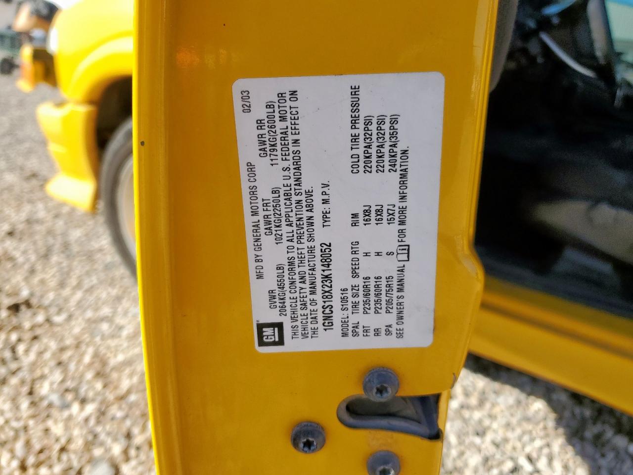 2003 Chevrolet Blazer VIN: 1GNCS18X23K148052 Lot: 91131665