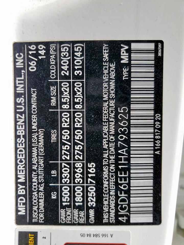 2017 Mercedes-Benz Gls 450 4Matic VIN: 4JGDF6EE1HA793625 Lot: 92105925