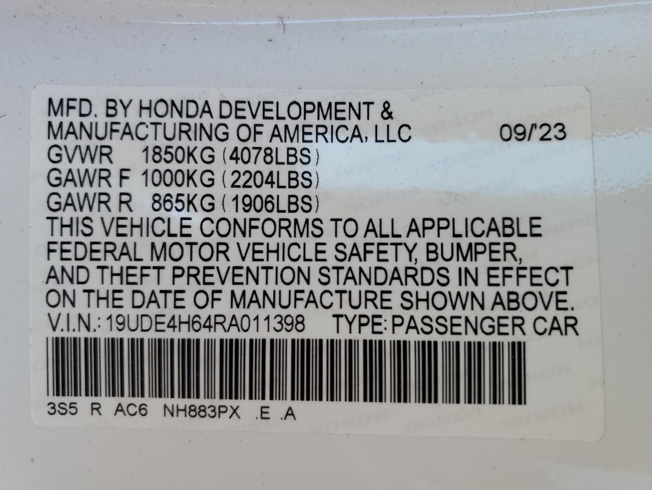 2024 Acura Integra A-Spec Tech VIN: 19UDE4H64RA011398 Lot: 92530705
