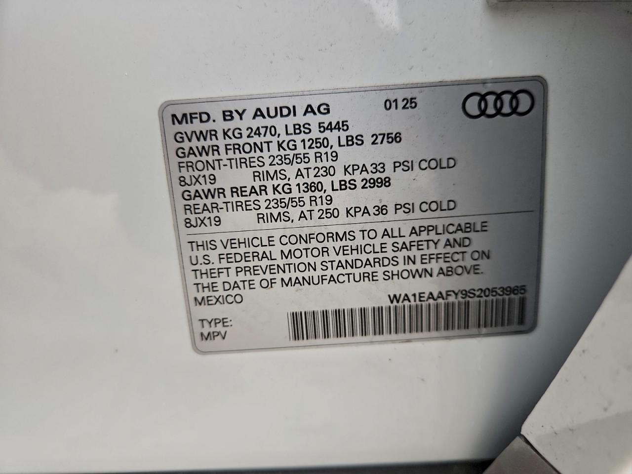 2025 Audi Q5 Premium Plus 45 VIN: WA1EAAFY9S2053965 Lot: 91577825