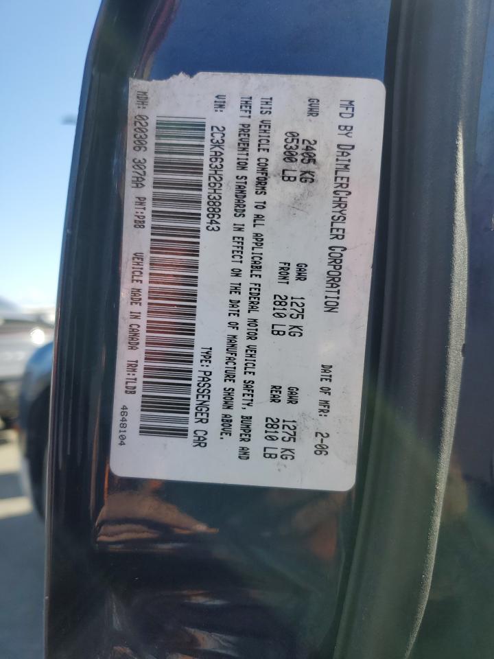 2006 Chrysler 300C VIN: 2C3KA63H26H388643 Lot: 90763535