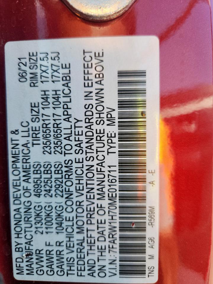 2021 Honda Cr-V Se VIN: 7FARW1H70ME016711 Lot: 91422795