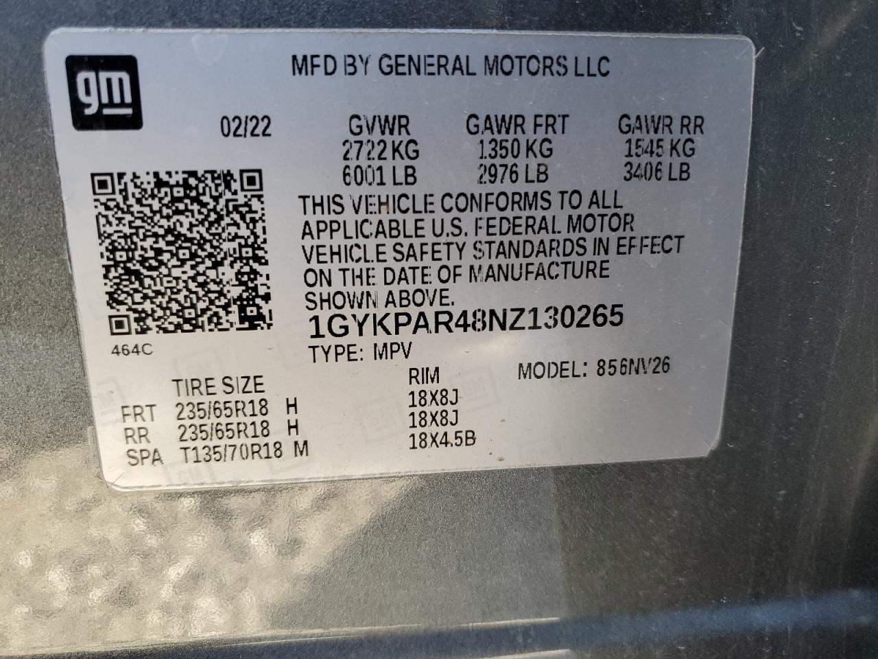 2022 Cadillac Xt6 Luxury VIN: 1GYKPAR48NZ130265 Lot: 92164235