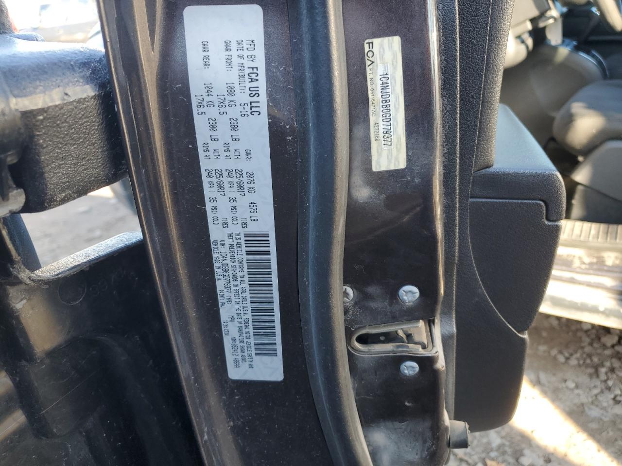 2016 Jeep Compass Sport VIN: 1C4NJDBB0GD779377 Lot: 93373555