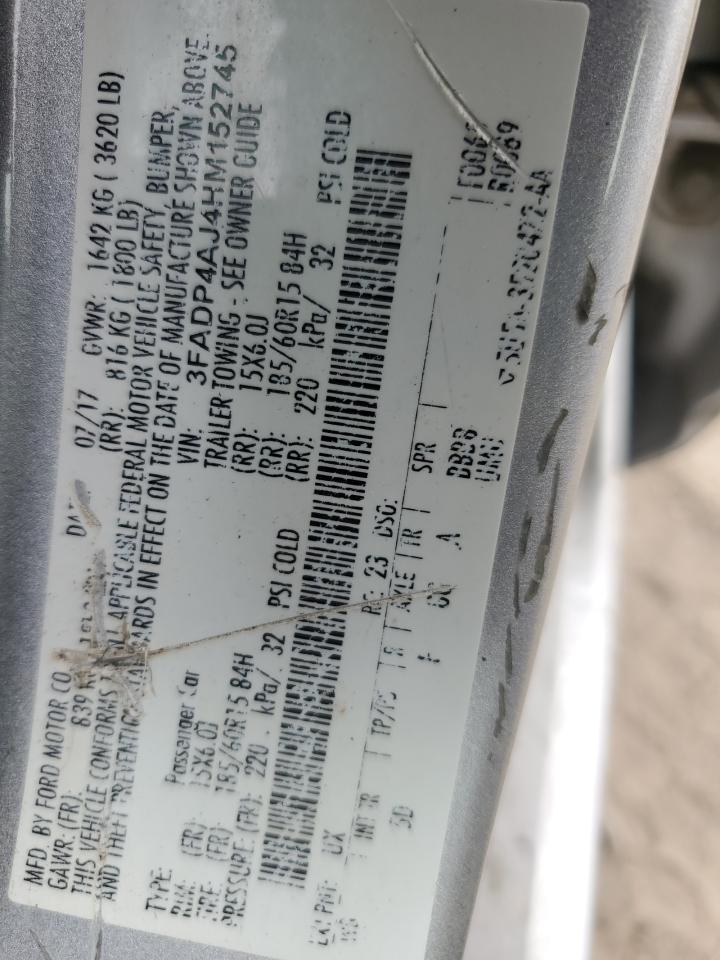 2017 Ford Fiesta S VIN: 3FADP4AJ4HM152745 Lot: 93511905