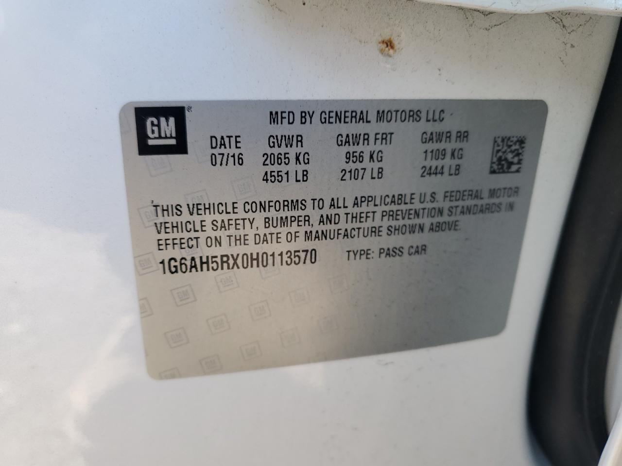 2017 Cadillac Ats Luxury VIN: 1G6AH5RX0H0113570 Lot: 81098745