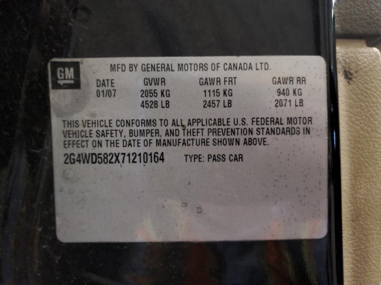 2007 Buick Lacrosse Cxl VIN: 2G4WD582X71210164 Lot: 93241935