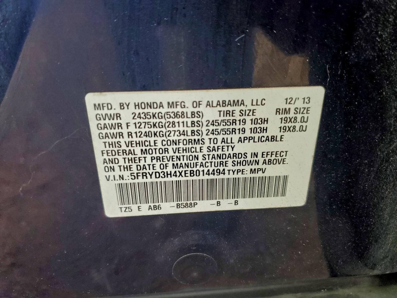 2014 Acura Mdx Technology VIN: 5FRYD3H4XEB014494 Lot: 93370605