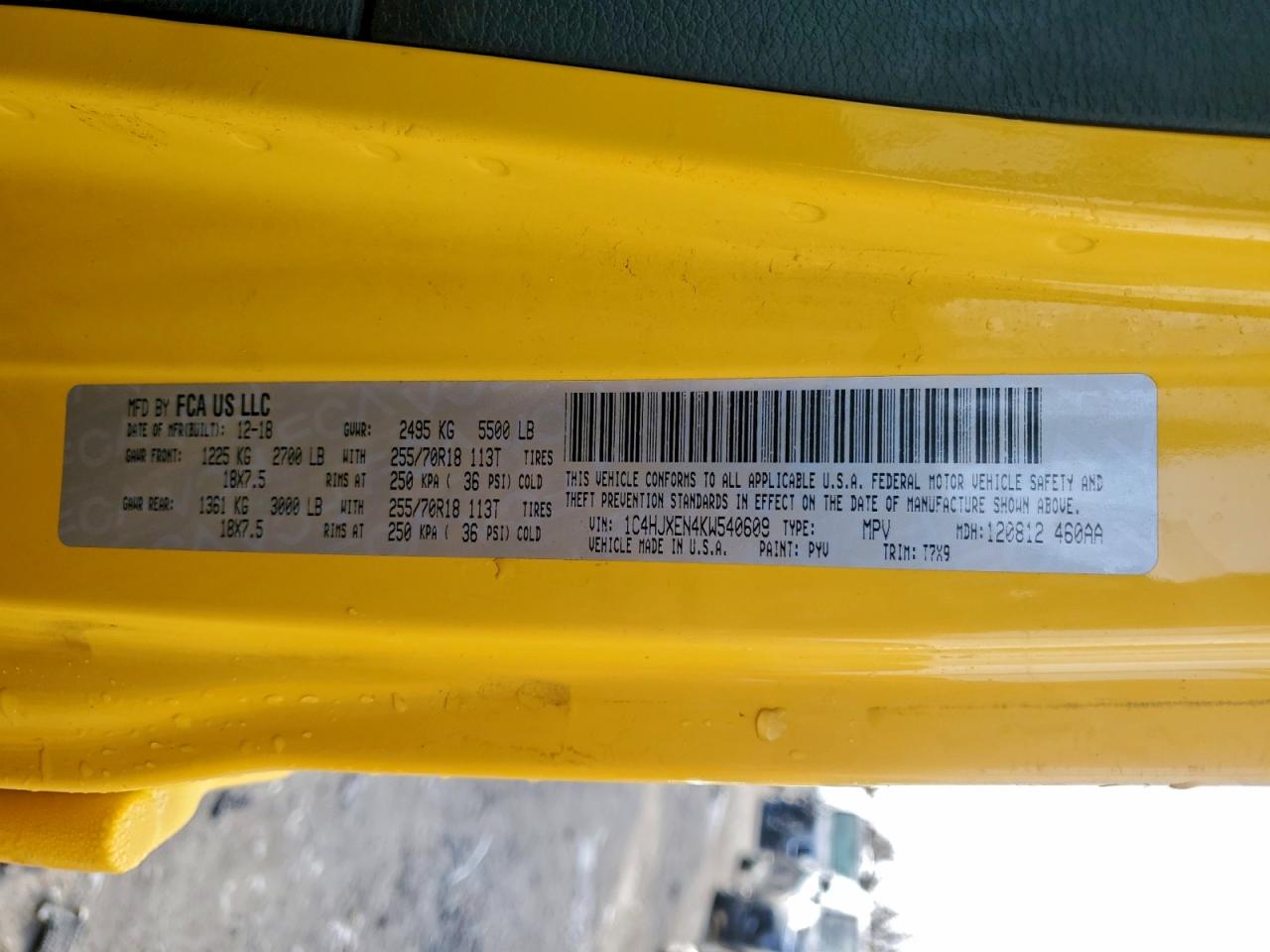 2019 Jeep Wrangler Unlimited Sahara VIN: 1C4HJXEN4KW540609 Lot: 92981515