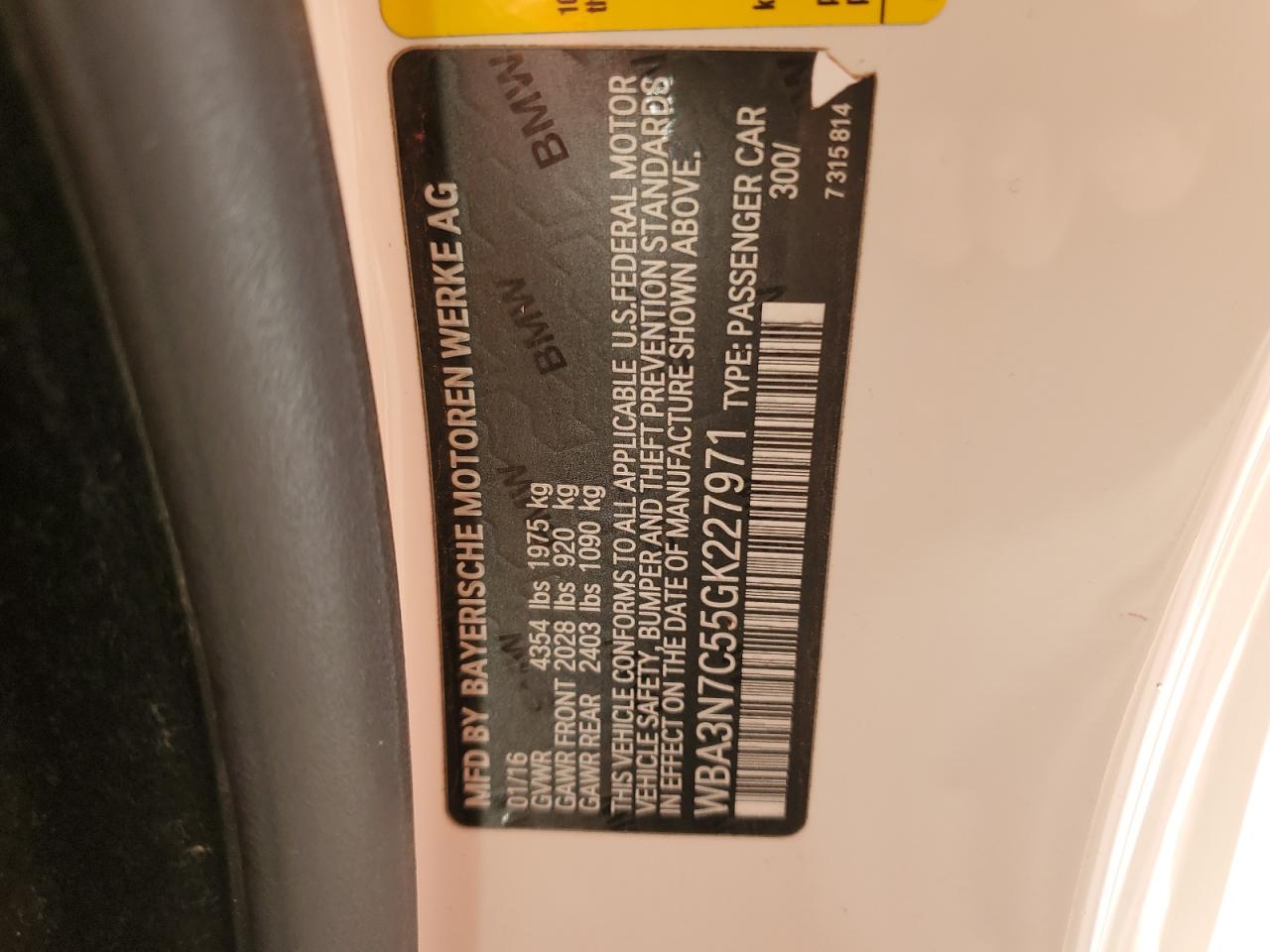 2016 BMW 428 I VIN: WBA3N7C55GK227971 Lot: 93041005