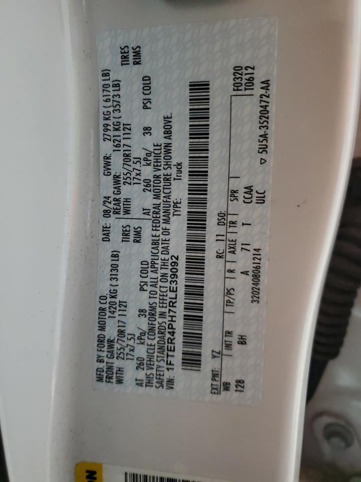 2024 Ford Ranger Xl VIN: 1FTER4PH7RLE39092 Lot: 92937015