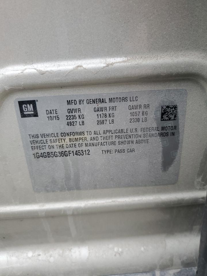 2016 Buick Lacrosse VIN: 1G4GB5G36GF145312 Lot: 90645895