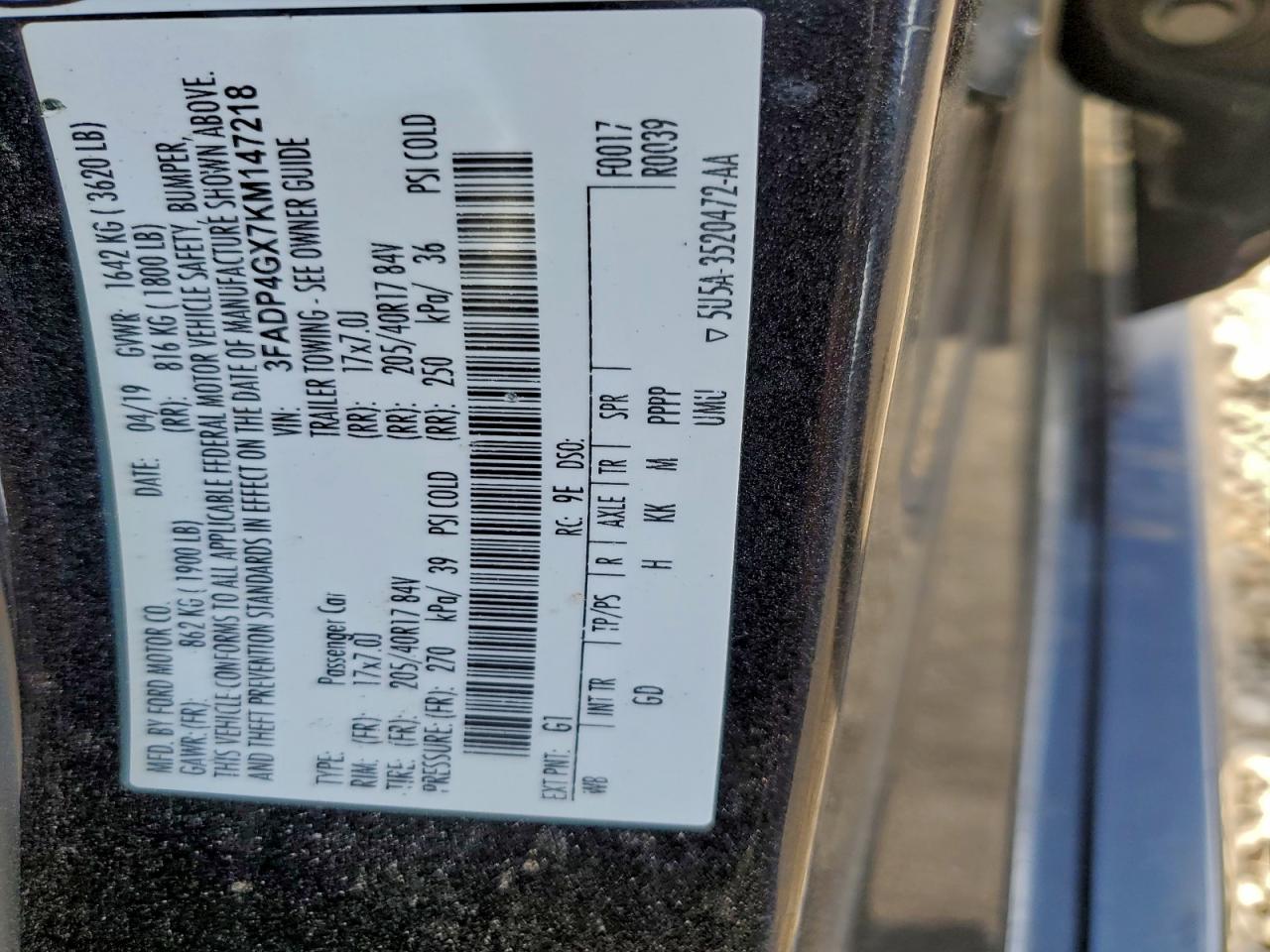 2019 Ford Fiesta St VIN: 3FADP4GX7KM147218 Lot: 94520475