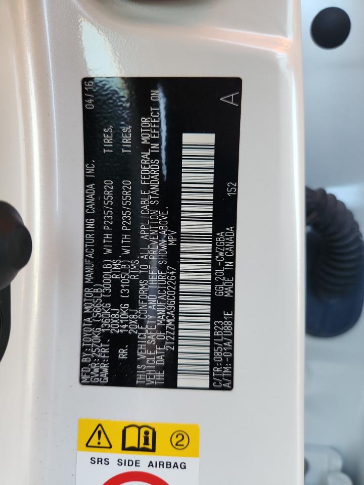 2016 Lexus Rx 350 VIN: 2T2ZZMCA9GC022647 Lot: 93212805