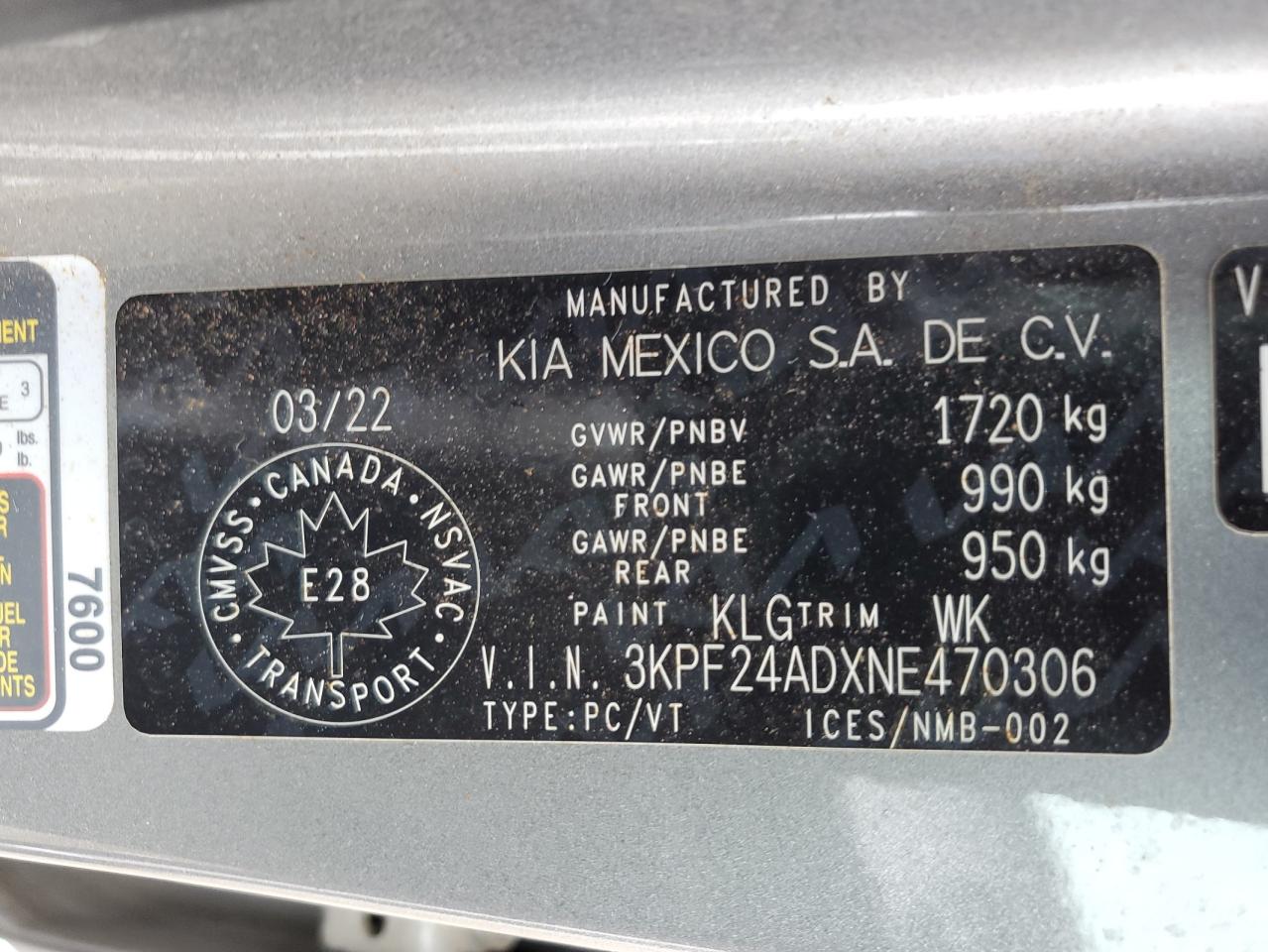 2022 Kia Forte Fe VIN: 3KPF24ADXNE470306 Lot: 90865545