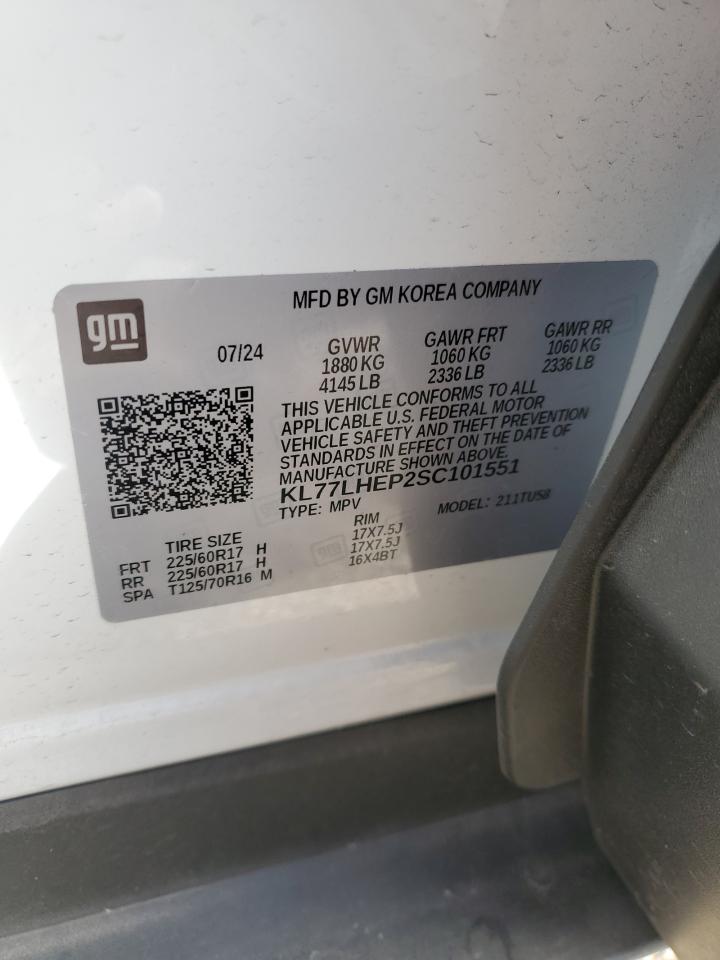 2025 Chevrolet Trax 1Lt VIN: KL77LHEP2SC101551 Lot: 90741565