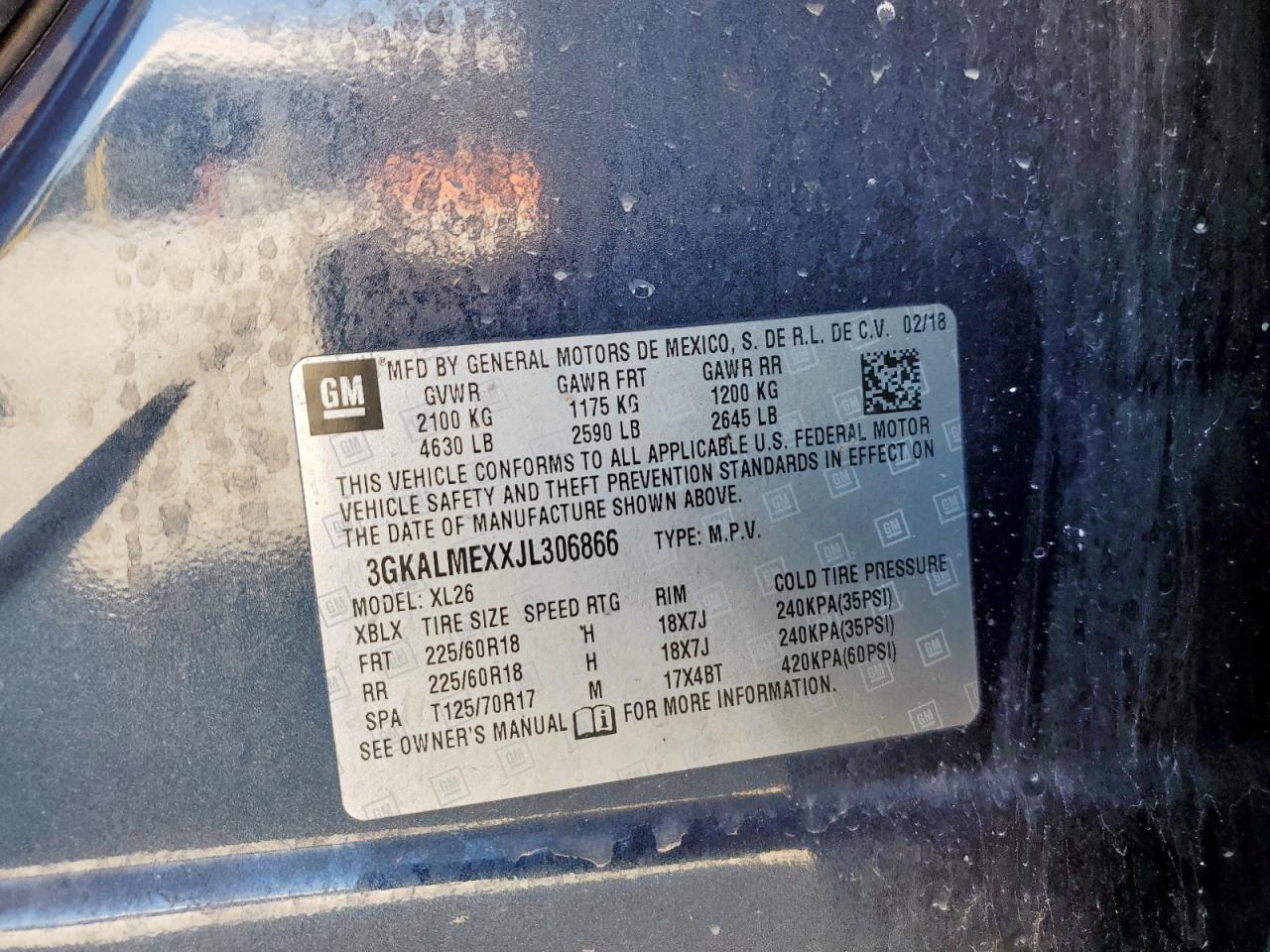 2018 GMC Terrain Sle VIN: 3GKALMEXXJL306866 Lot: 91995945