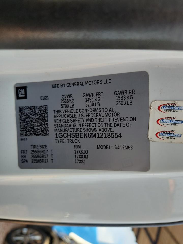 2021 Chevrolet Colorado VIN: 1GCHSBEN6M1218554 Lot: 92257615