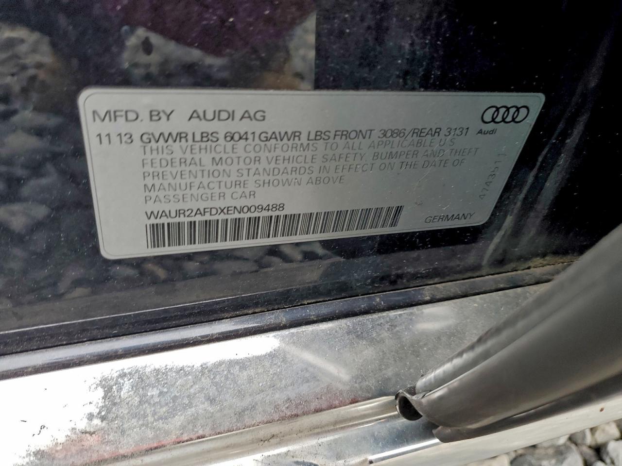 2014 Audi A8 L Quattro VIN: WAUR2AFDXEN009488 Lot: 93745485