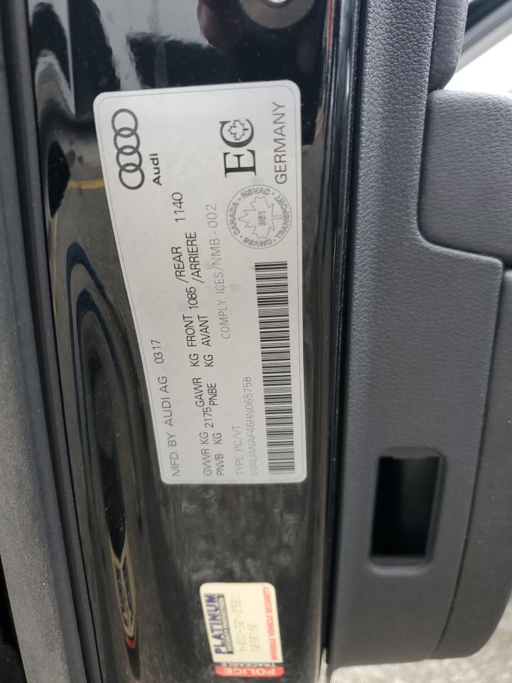 2017 Audi A4 Premium VIN: WAUANAF46HN065758 Lot: 93862355