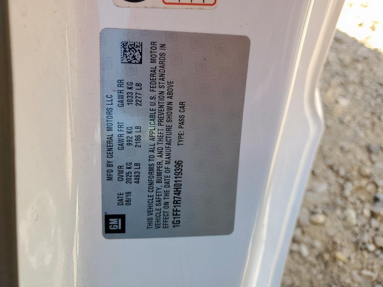 2017 Chevrolet Camaro Ss VIN: 1G1FF1R74H0119396 Lot: 92030325