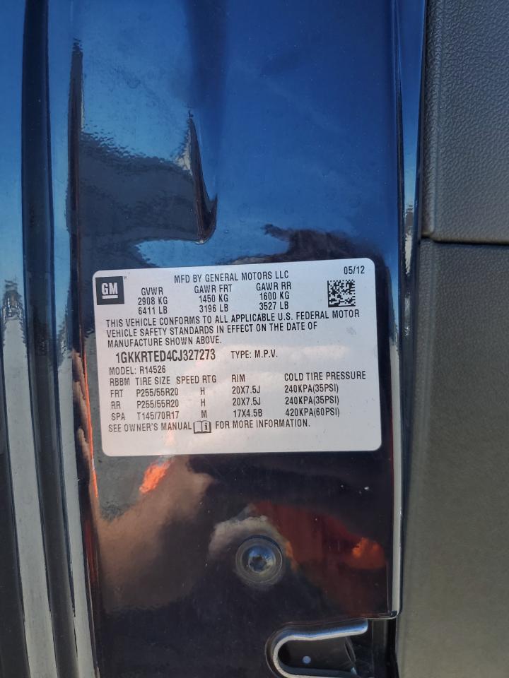 2012 GMC Acadia Denali VIN: 1GKKRTED4CJ327273 Lot: 91009955