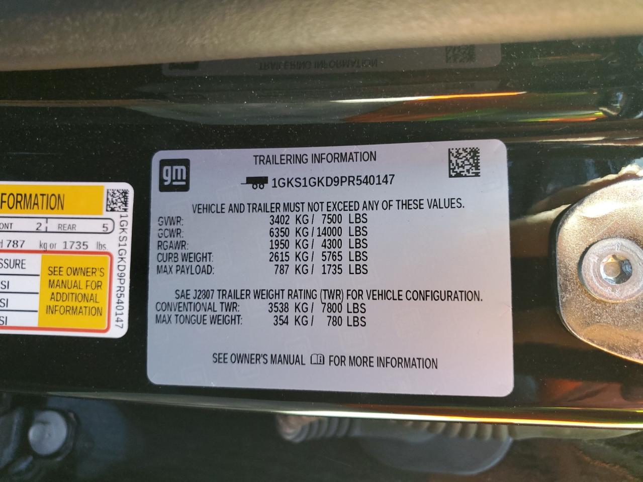 2023 GMC Yukon Xl C1500 Slt VIN: 1GKS1GKD9PR540147 Lot: 91991105