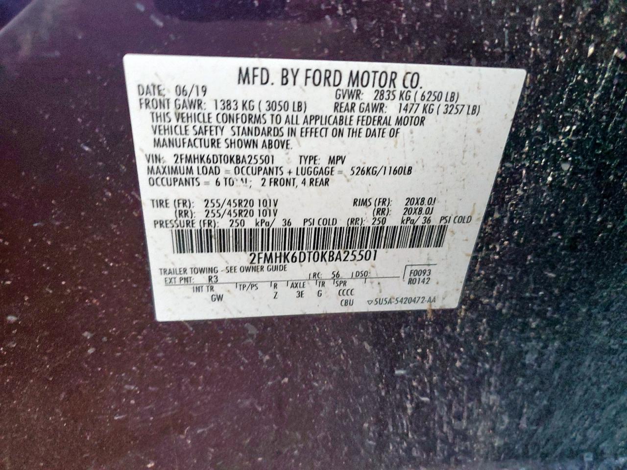 2019 Ford Flex Limited VIN: 2FMHK6DT0KBA25501 Lot: 90758715