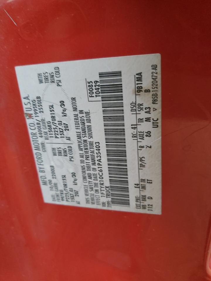 2001 Ford Ranger VIN: 1FTYR10C61PA35403 Lot: 90759295