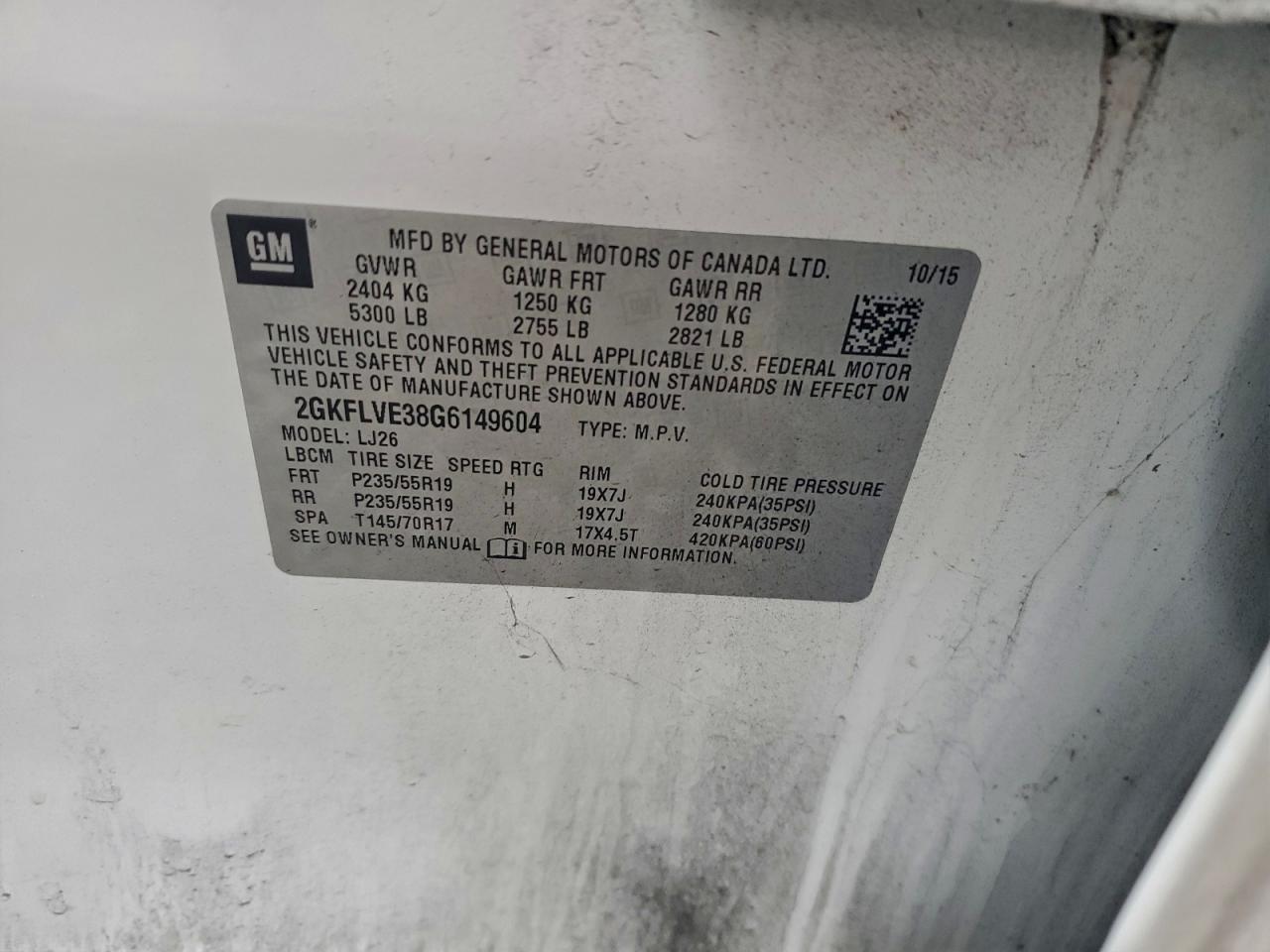 2016 GMC Terrain Denali VIN: 2GKFLVE38G6149604 Lot: 93761265