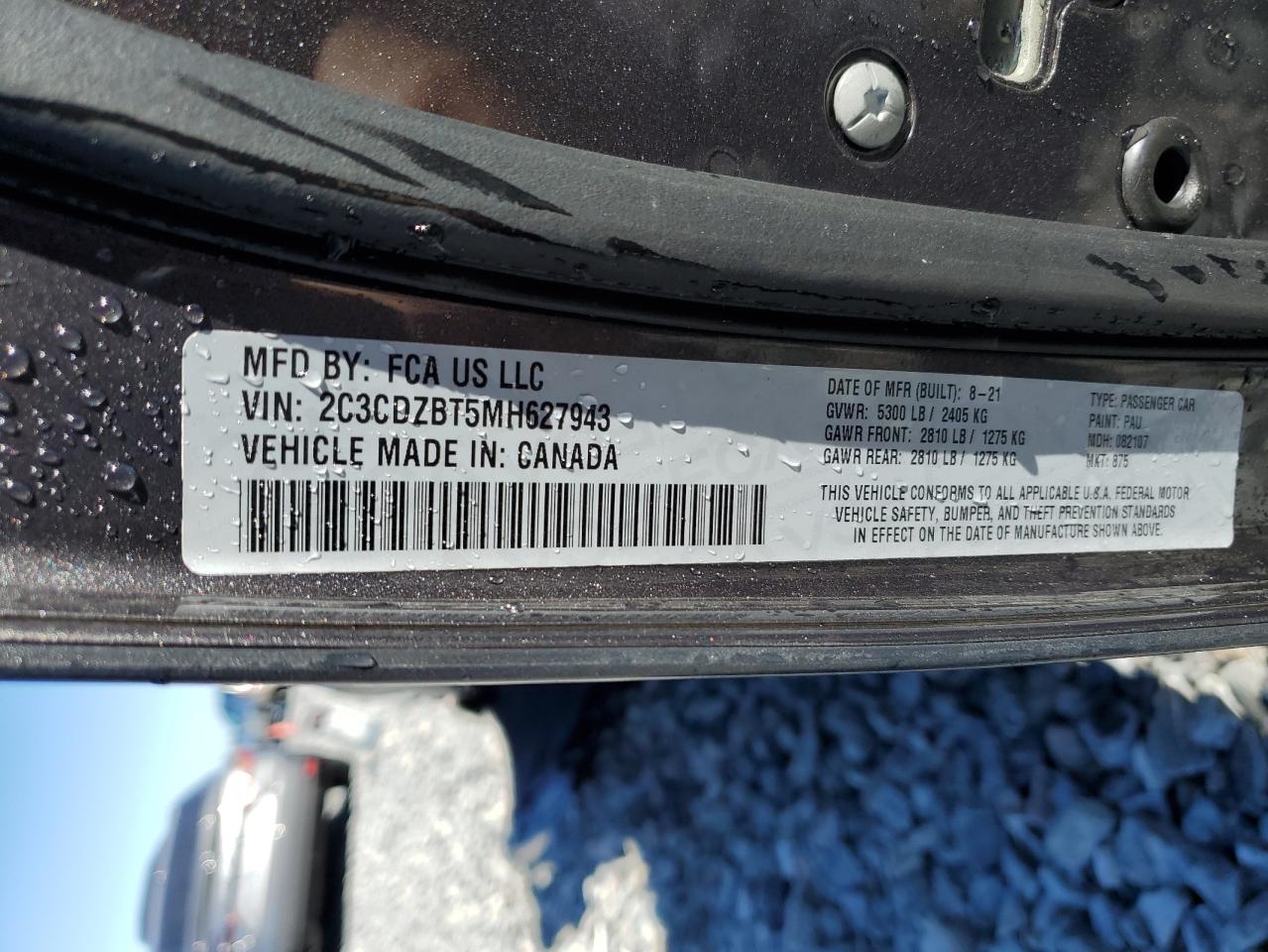 2021 Dodge Challenger R/T VIN: 2C3CDZBT5MH627943 Lot: 92531505