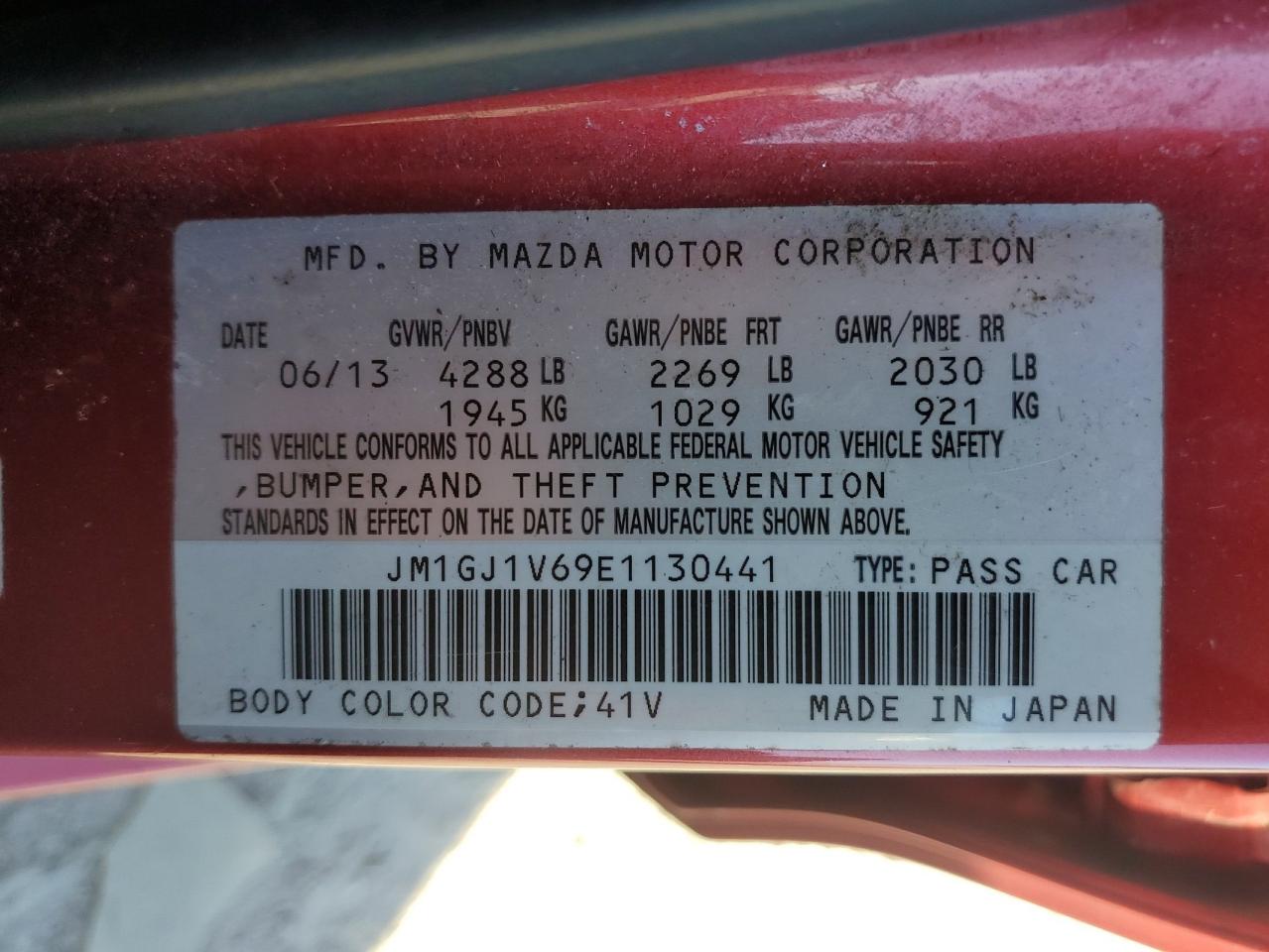 2014 Mazda 6 Touring VIN: JM1GJ1V69E1130441 Lot: 92007205